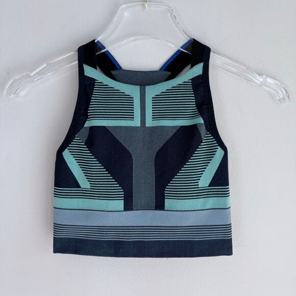 LNDR Spectrum Sports Bra Seamless Blue Aqua Women’s Size XS Small Geometric - Picture 2 of 10